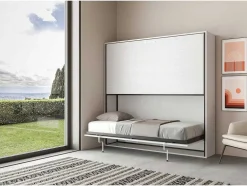 Cama Retratil Beliche Solteiro Horizontal Kando Com Colchões Cinza Branca