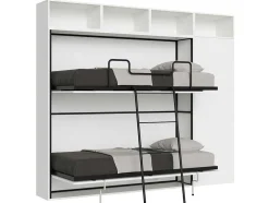 Cama Retratil Beliche Solteiro Horizontal Kando Composicao I Cinza Branca