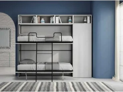 Cama Retratil Beliche Solteiro Horizontal Kando Composicao I Cinza Branca