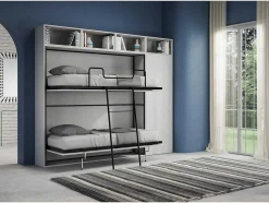 Cama Retratil Beliche Solteiro Horizontal Kando Composicao I Cinza Branca