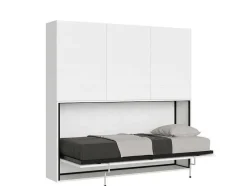 Cama Retratil Solteiro Horizontal Kando Com Colchão Composicao D Cinza Branca