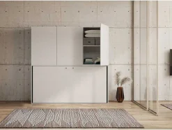 Cama Retratil Solteiro Horizontal Kando Com Colchão Composicao D Cinza Branca