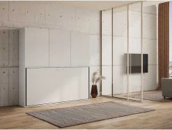 Cama Retratil Solteiro Horizontal Kando Com Colchão Composicao D Cinza Branca