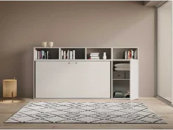 Cama Retratil Solteiro Horizontal Kando Composicao A Cinza Branca