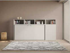 Cama Retratil Solteiro Horizontal Kando Composicao A Cinza Branca
