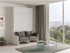Cama Retratil 160 Vertical Kentaro Sofá Com Armário Suspenso Cinza Branca - Alessia 20