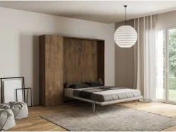 Cama Retratil 140 Vertical Kentaro Com Armário Coluna Nogueira
