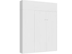 Cama Retratil 140 Vertical Kentaro Com Armário Coluna E Armários Suspensos Cinza Branca