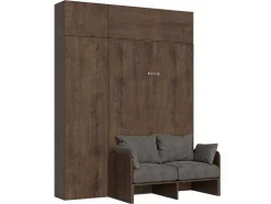 Cama Retratil 120 Vertical Kentaro Sofá Com Armário Coluna E Armários Suspensos Nogueira - Alessia 20