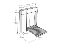 Cama Retratil 140 Vertical Kentaro Com Armário Coluna E Armários Suspensos Nogueira