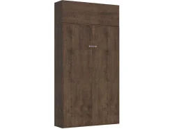 Cama Retratil 120 Vertical Kentaro Com Armário Suspenso Nogueira