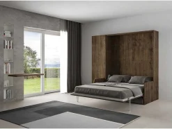 Cama Retratil 160 Vertical Kentaro Sofá Com Armário Coluna Nogueira - Alessia 20