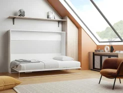 Cama Retratil 140 X 200 Cm Abertura Horizontal Manual Branco + Colchão - Malina Ii