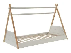 Cama Tenda De 90X190 Cm Em Pinho Cor Branco E Natural - Sioux