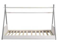 Cama Tenda De 90X190 Cm Em Pinho Cor Branco E Cinza - Sioux
