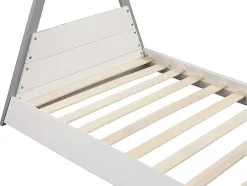 Cama Tenda De 90X190 Cm Em Pinho Cor Branco E Cinza - Sioux