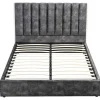 Cama 140 X 190 Cm Com Cabeceira De Cama Costuras Verticais Veludo Antracite - Feroya