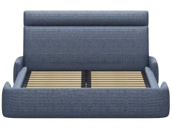 Cama 160 X 200 Cm Tecido Azul Matizado - Alodia
