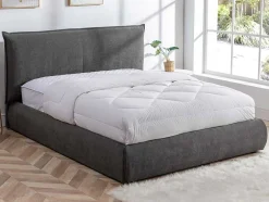 Cama 160 X 200 Cm Veludo Canelado Antracite - Sonetri
