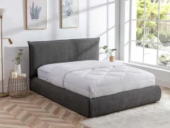 Cama 160 X 200 Cm Veludo Canelado Antracite - Sonetri