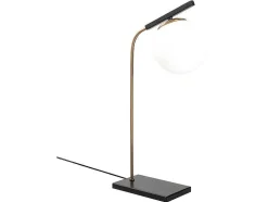 Candeeiro De Mesa Art Deco Em Metal E Globo Em Vidro De C. 25 X A. 55 Cm Cor Preto - Yildiz