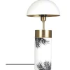 Candeeiro De Mesa Cogumelo Estilo Art Deco Agaric - Ferro - 26X26X54 Cm - Branco, Dourado E Preto