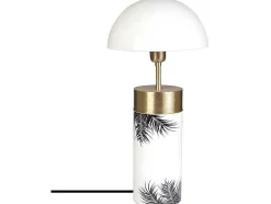Candeeiro De Mesa Cogumelo Estilo Art Deco Agaric - Ferro - 26X26X54 Cm - Branco, Dourado E Preto