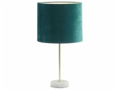 Candeeiro De Mesa Em Veludo Estilo Charmoso Aegon - Base Em Marmore - 25X25X43 Cm - Verde