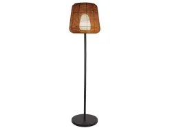Candeeiro De Pe De Exterior Com Leds Em Metal A150 Cm Preto E Natural - Carbini