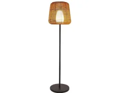 Candeeiro De Pe De Exterior Com Leds Em Metal A150 Cm Preto E Natural - Carbini