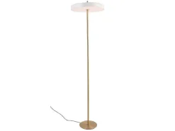 Candeeiro De Pe Design Com Leds Metal D45 X A180 Cm Dourado E Branco - Vaughan
