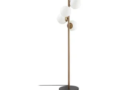 Candeeiro De Pe Em Metal E Vidro Com 4 Globos De A. 130 Cm Cor Dourado E Branco - Faze