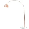 Candeeiro De Pe Grande Em Arco Estilo Art Deco 140 X 35 X 180 Cm Em Metal E Marmore Cor Cobre - Ombrage