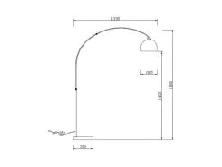 Candeeiro De Pe Grande Em Arco Estilo Art Deco 140 X 35 X 180 Cm Em Metal E Marmore Cor Prateado - Ombrage