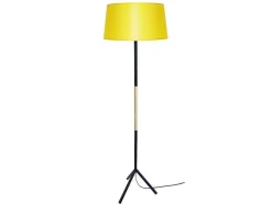 Candeeiro De Pe Tosel Midgard Tecido Tripe Preto D60 X H150 Cm