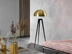 Candeeiro De Pe Tripe Metal A165 Cm Preto E Dourado - Batley