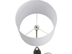 Candeeiro De Pe Vintage Com Base Em Marmore E Abajur Em Tecido Branco De D. 40 X A.160 Cm - Merple