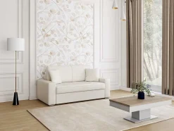 Candeeiro De Pe Vintage Com Base Em Marmore E Abajur Em Tecido Branco De D. 40 X A.160 Cm - Merple