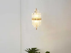 Candeeiro De Teto Aco Inoxidavel E Vidro D25 Cm Dourado E Transparente - Langley
