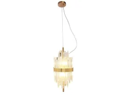 Candeeiro De Teto Aco Inoxidavel E Vidro D25 Cm Dourado E Transparente - Langley