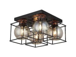 Candeeiro De Teto Ancona, Preto, Cobre, 37 X 37 X 22 Cm, Epikasa