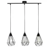Candeeiro De Teto Arame 3 Lampadas Estilo Escandinavo Euripide - Metal - 68 X 16,5 X 132 Cm - Preto
