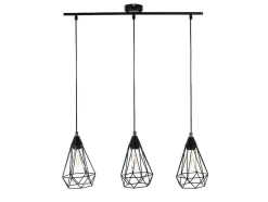 Candeeiro De Teto Arame 3 Lampadas Estilo Escandinavo Euripide - Metal - 68 X 16,5 X 132 Cm - Preto