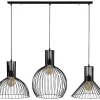 Candeeiro De Teto De Altura Regulavel Em Metal Com 3 Candeeiros Suspensos De C.145 X A. 70/124 Cm - Fellini