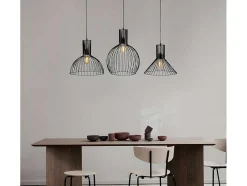Candeeiro De Teto De Altura Regulavel Em Metal Com 3 Candeeiros Suspensos De C.145 X A. 70/124 Cm - Fellini
