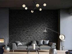 Candeeiro De Teto Em Metal Com 3 Bracos De C. 64 Cm X A. 30 Cm Cor Preto - Flowera