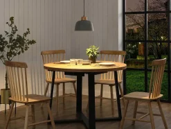 Candeeiro De Teto Em Metal E Madeira De D.26 Cm X A.120 Cm Cor Verde - Malvina