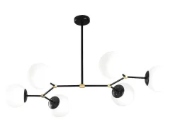 Candeeiro De Teto Em Metal 6 Globos De C. 100 X A. 52 Cm Cor Preto E Branco - Damar