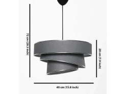 Candeeiro De Teto Em Tecido E Metal De Altura Ajustavel D40 X A30-70 Cm Antracite E Prateado - Tairon