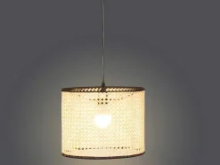 Candeeiro De Teto Entrelacado Neirobi - Estilo Etnico - Ferro E Vime - D. 30 X A. 120 Cm - Natural